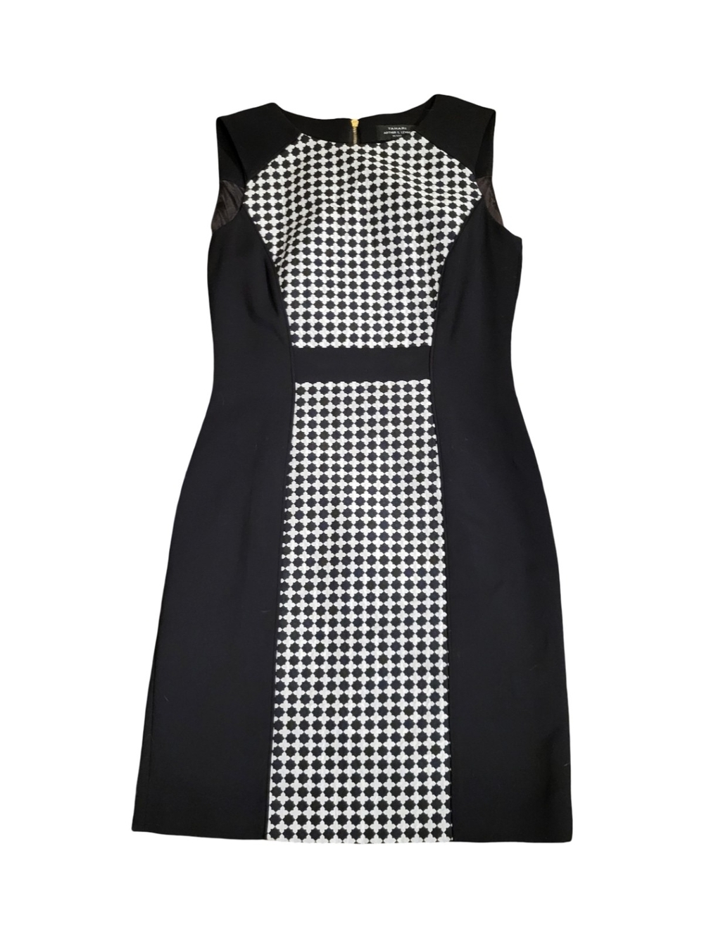 Tahari Black and White Geometric Sheath Midi Dress 2P